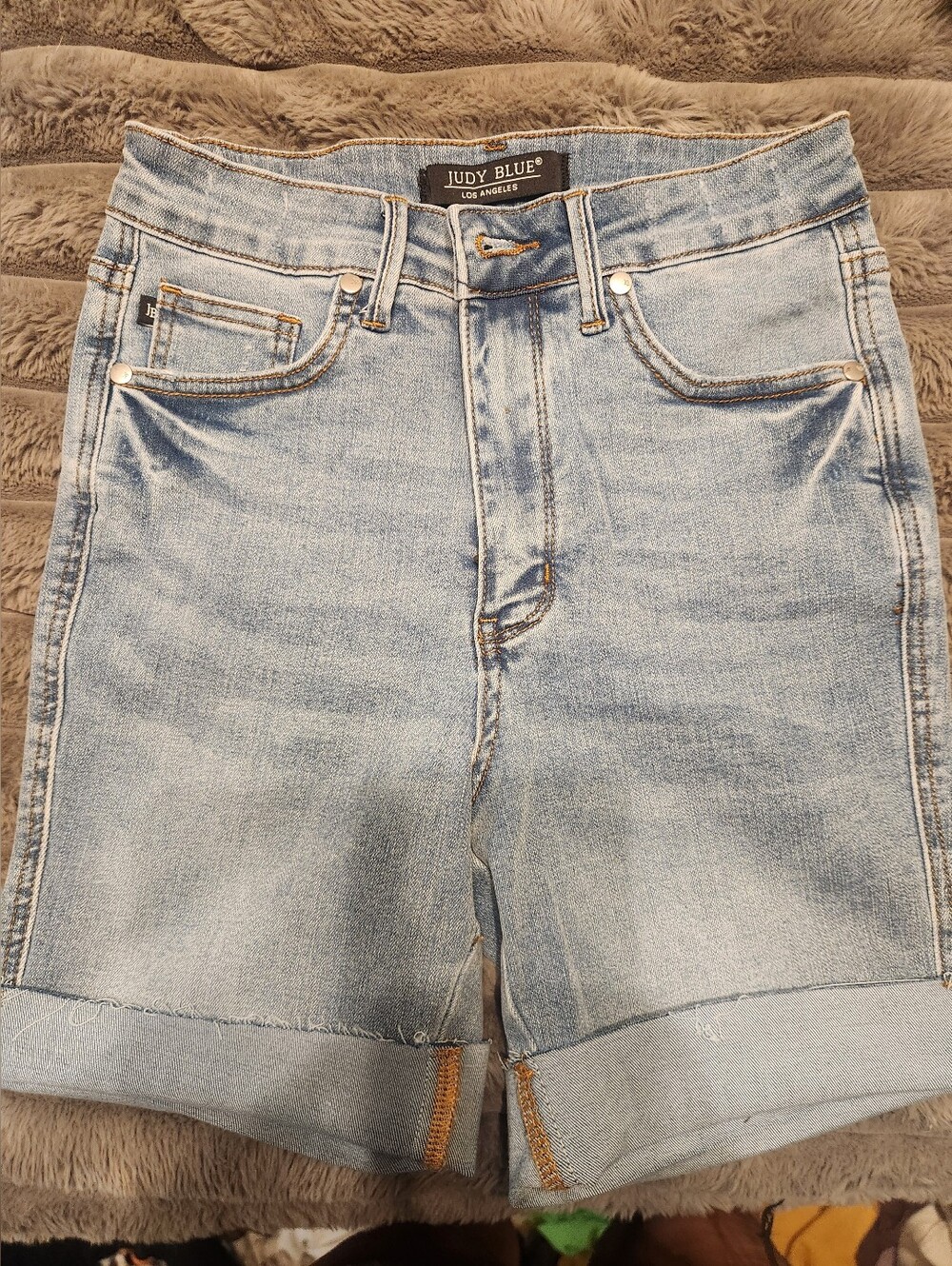 Judy Blue Faded Light Blue Rolled Cuff Denim Shorts